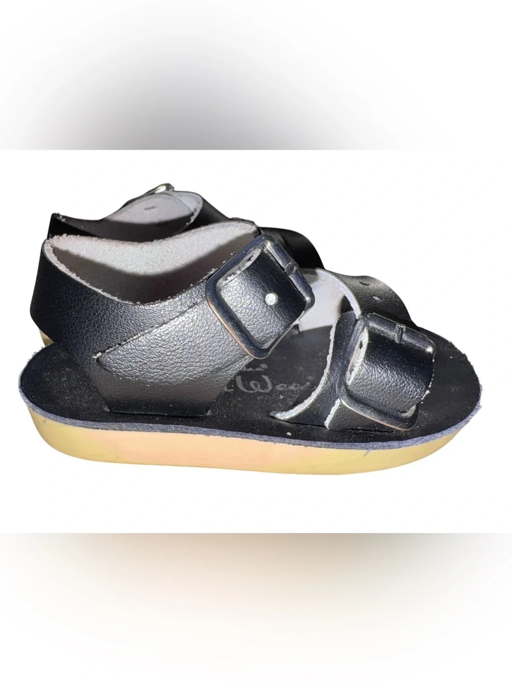 Baby sea wee sun san Black Double-Buckle Slide Sandals size 1